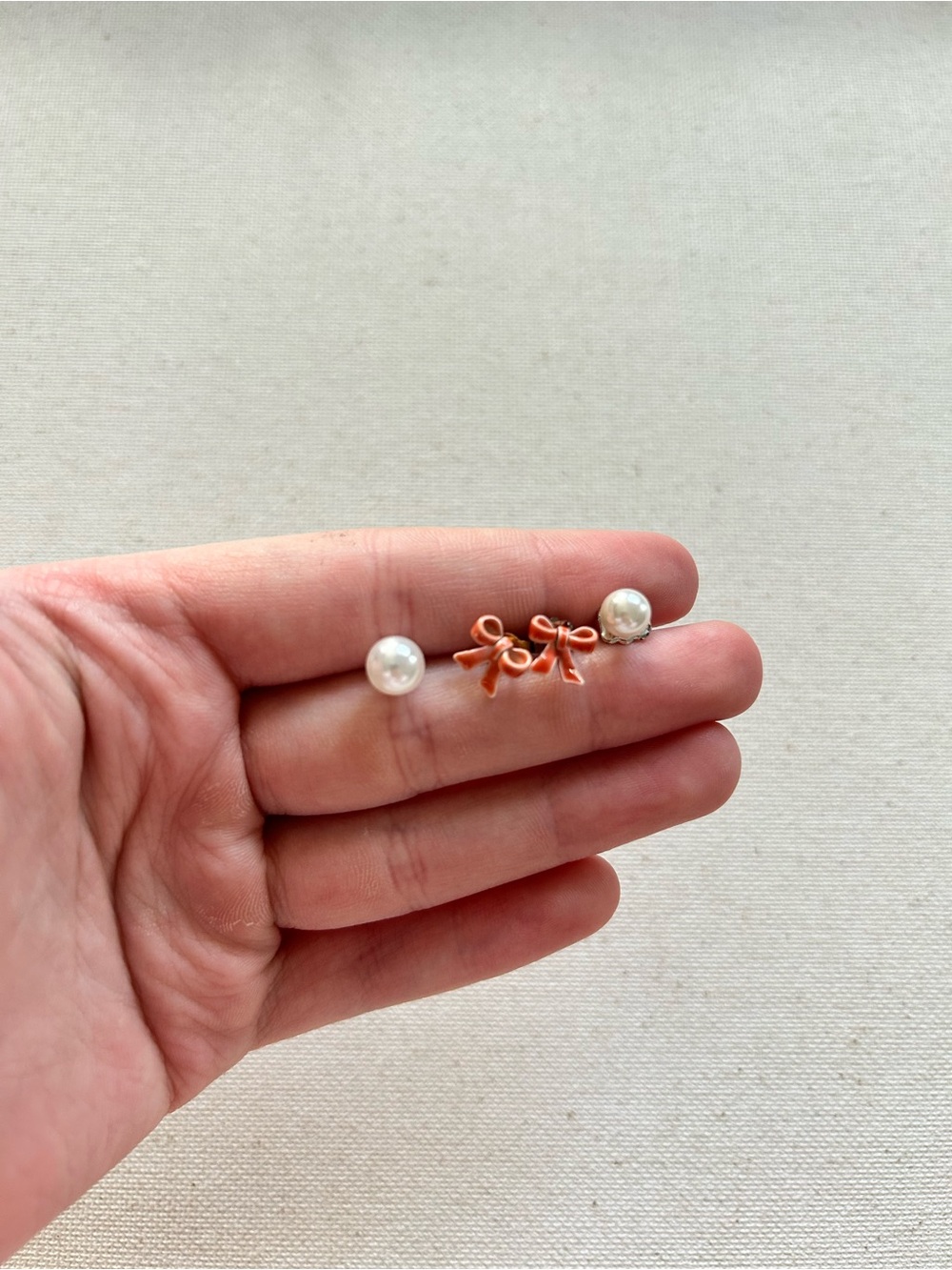 Pearl and Bow Stud Earrings